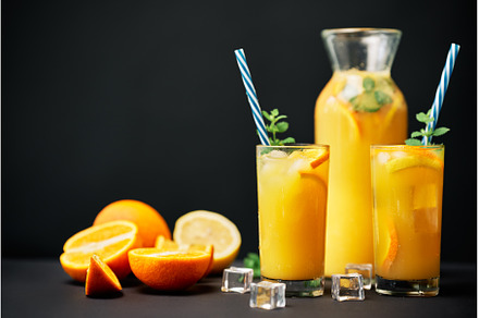 Delicious orange juice with ice, a Food & Drink Photo by Gladkov photography