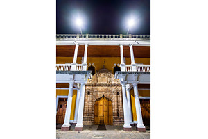 Colonial doorway at night in Granada, an Architecture Photo by Leonid Andronov