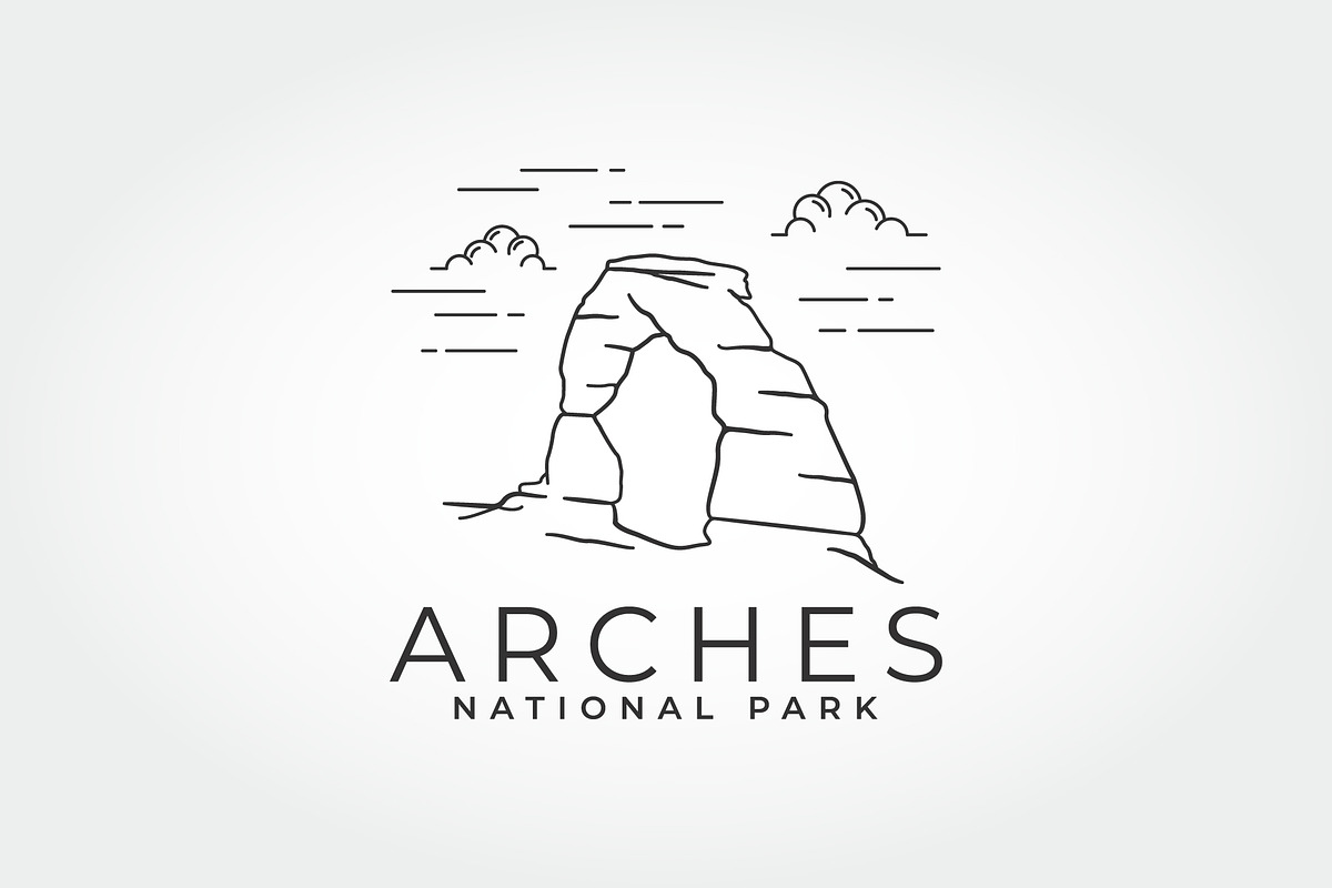 Arches national park logo landmark, a Branding & Logo Template by PrastHF