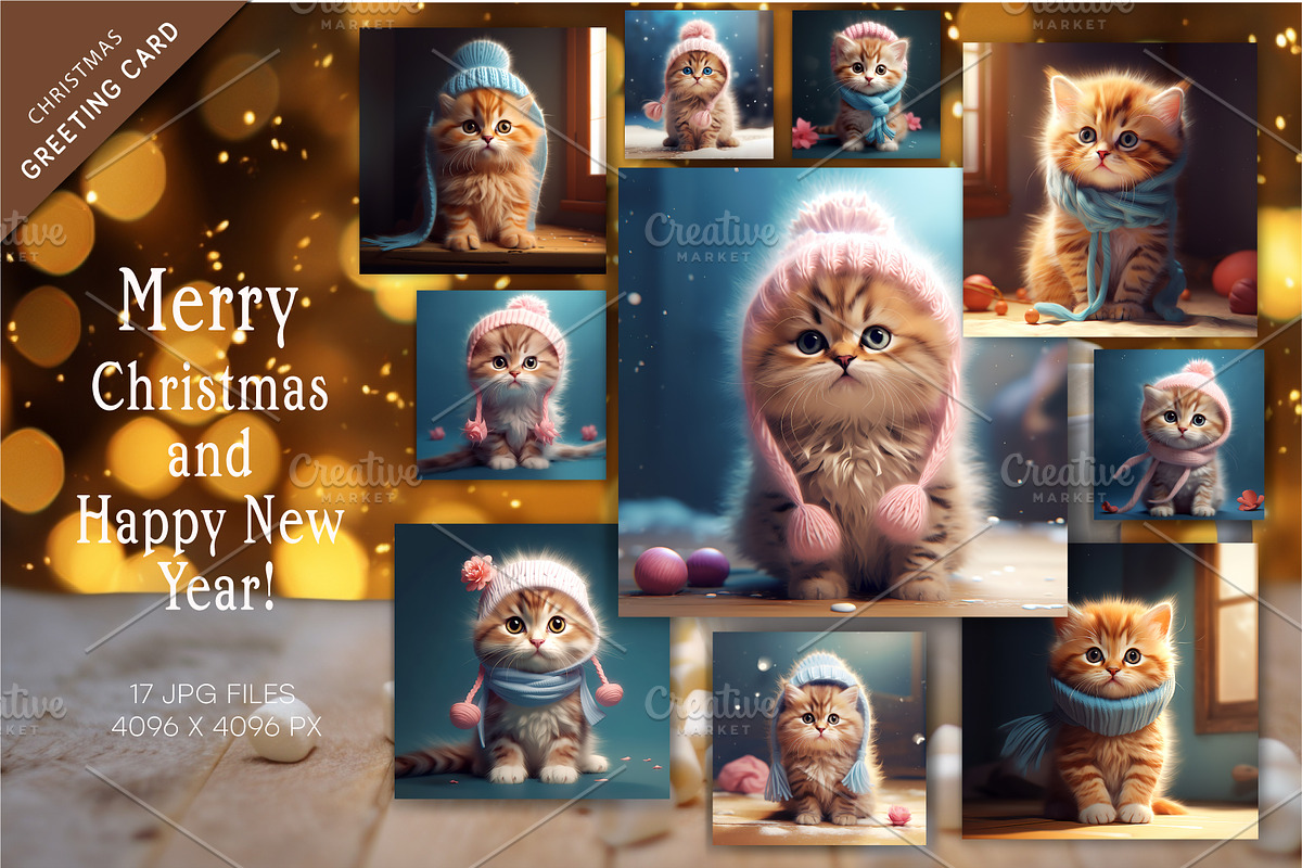 Christmas Adorable cats. Christmas, an Animal Illustration by KENO Mascots (Photo 1 of 4)