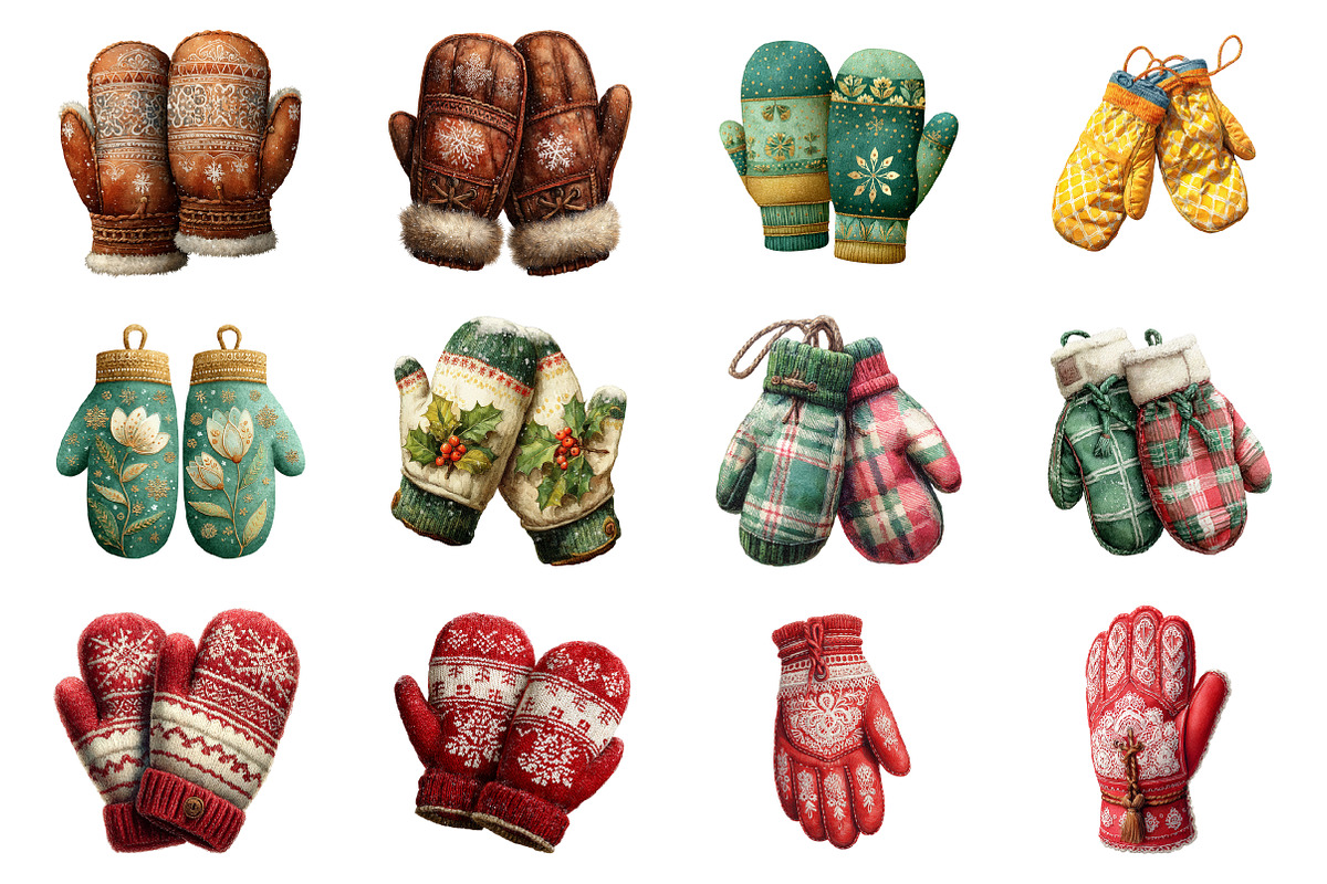Watercolor Winter Mittens Clipart, an Illustration by Design Market (Photo 3 of 3)