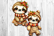 Cute Autumn Sloth Clipart Set, a Seasonal Illustration by V Design Creator (Thumbnail 6 of 9)