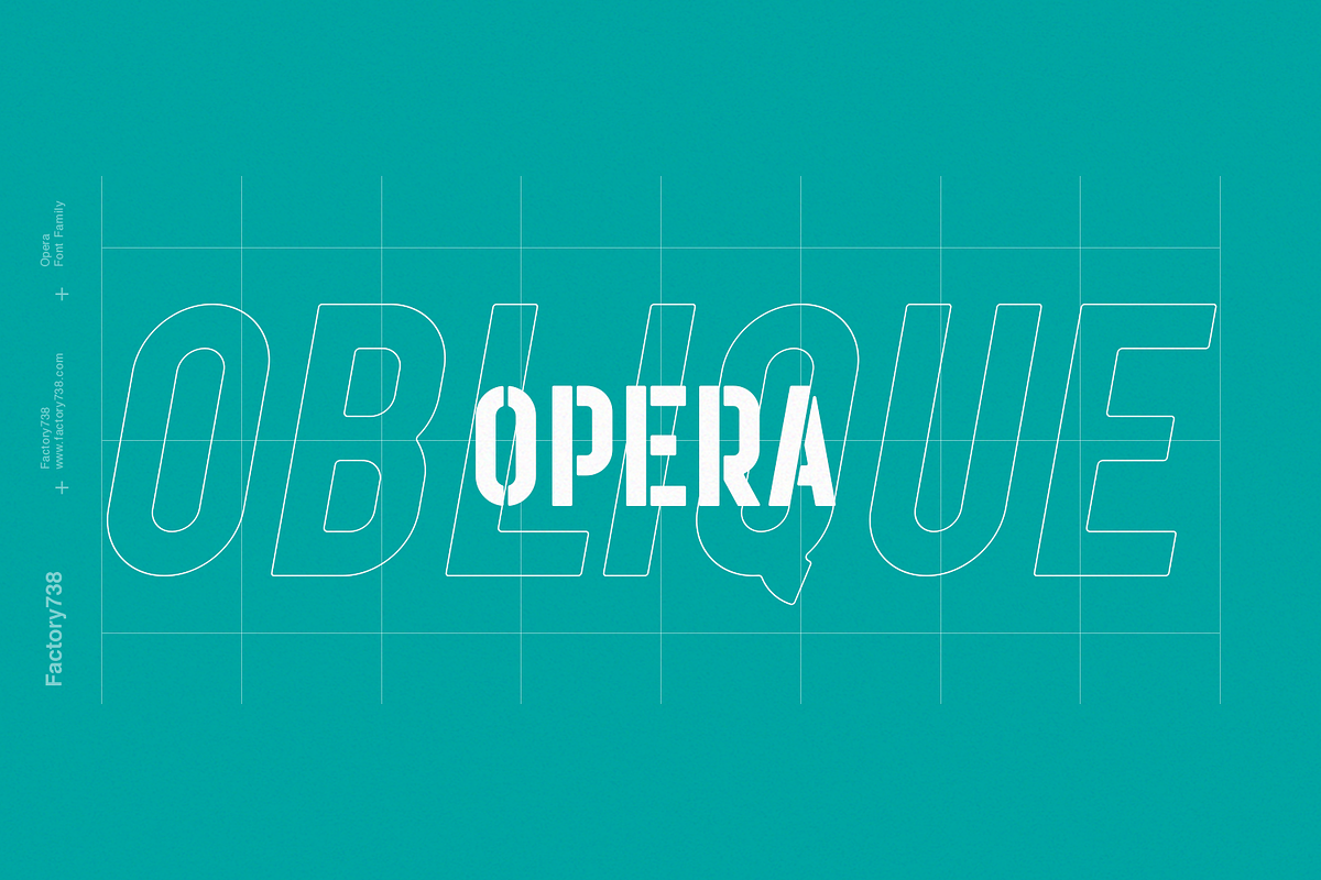Opera Oblique, a Font by FactoryType Studio (Photo 1 of 5)