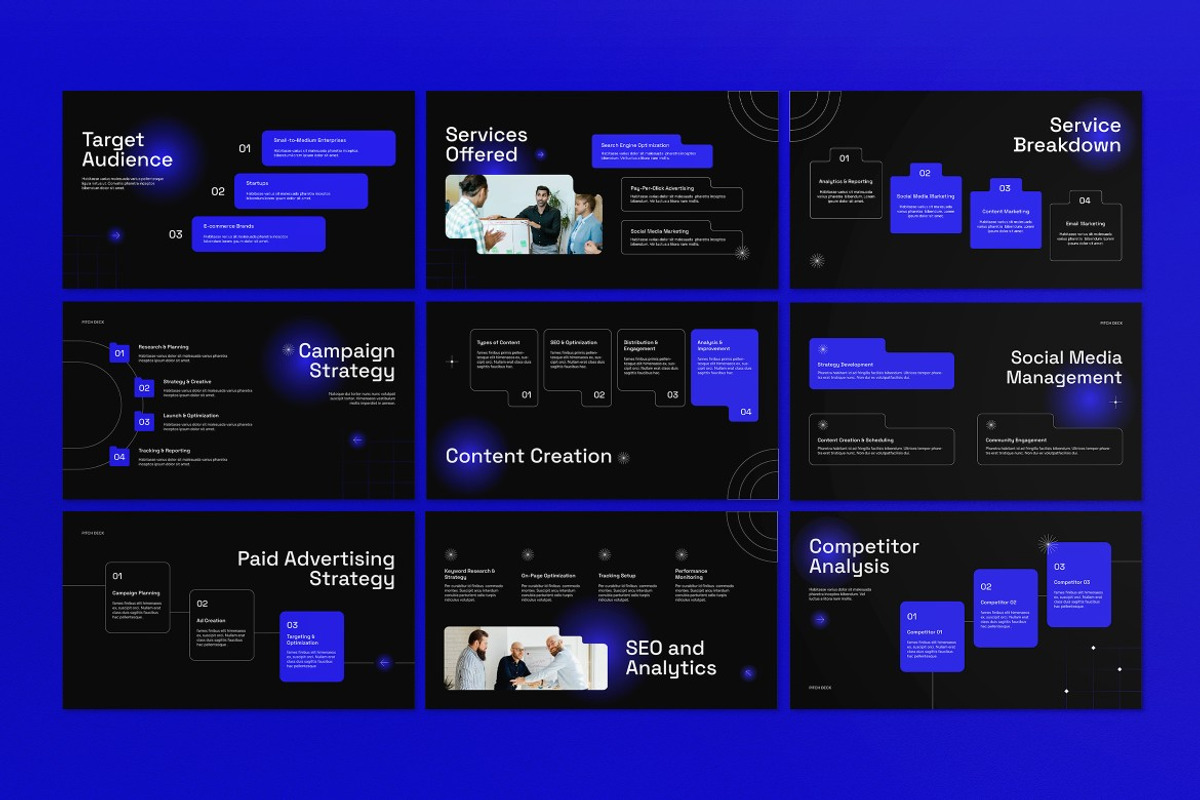 Black Purple Gradient Pitch Deck PPT, a Presentation Template by graphicook (Photo 3 of 5)