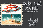 Summer Coastal Postage Stamp Clipart, an Illustration by Rose Art (Thumbnail 4 of 4)
