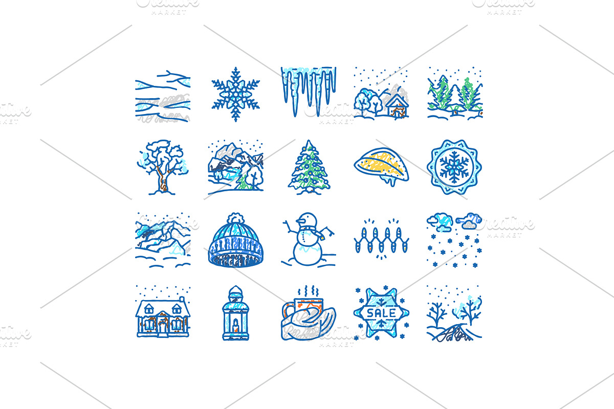 winter snow season nature icons hand, an Object Illustration by pikepicture