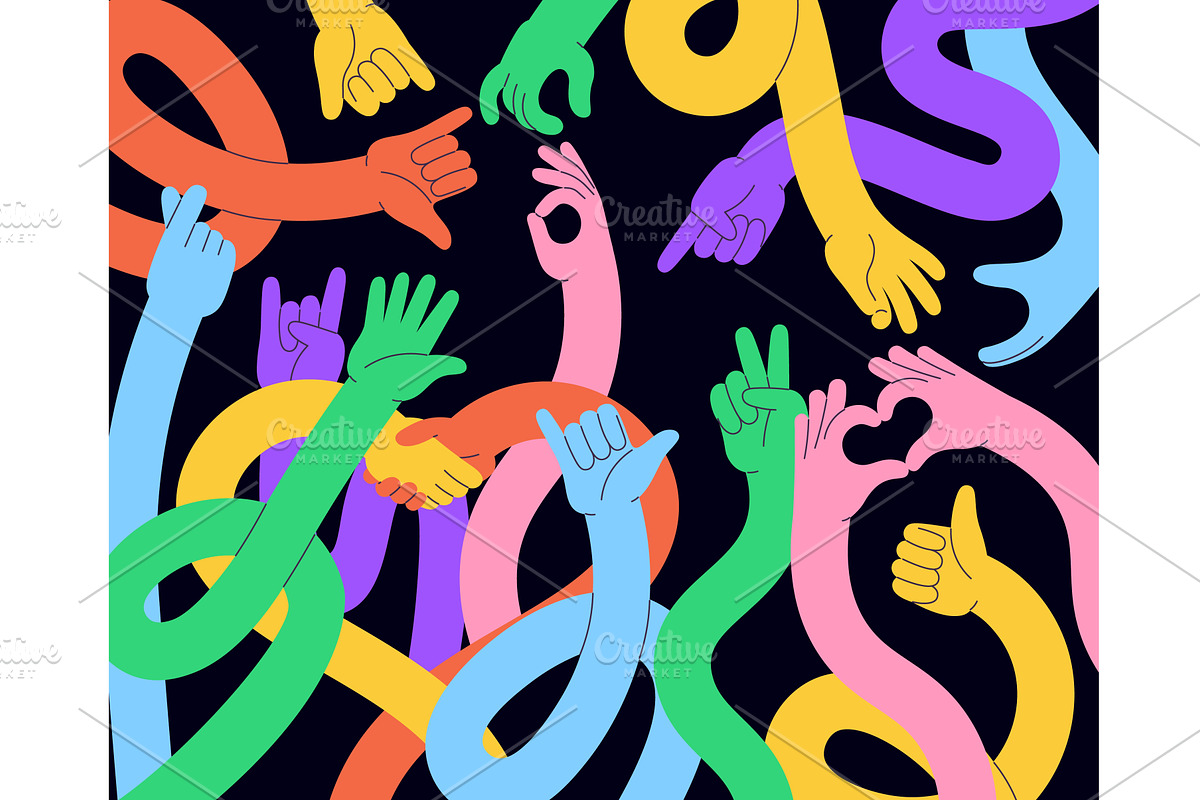 Flexible hands background. Vibrant, an Illustration by LadadikArt