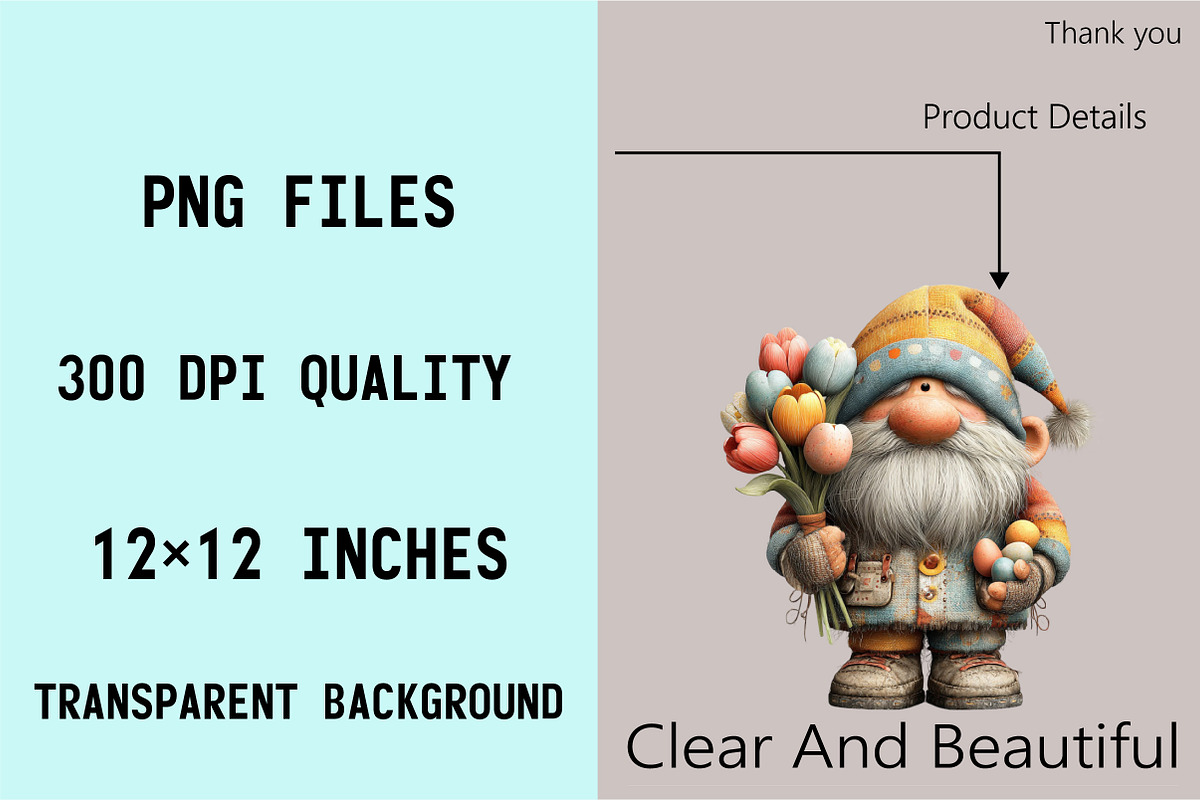 Whimsical Easter Gnome Clipart Bundl, an Illustration by SVGArt (Photo 5 of 7)