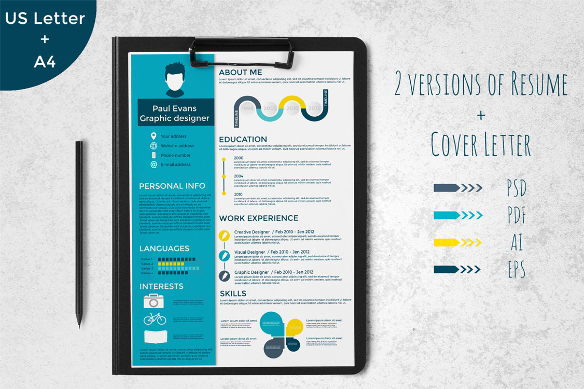 Infographics Resume Template, a Resume Template by UTM Studio (Photo 1 of 5)
