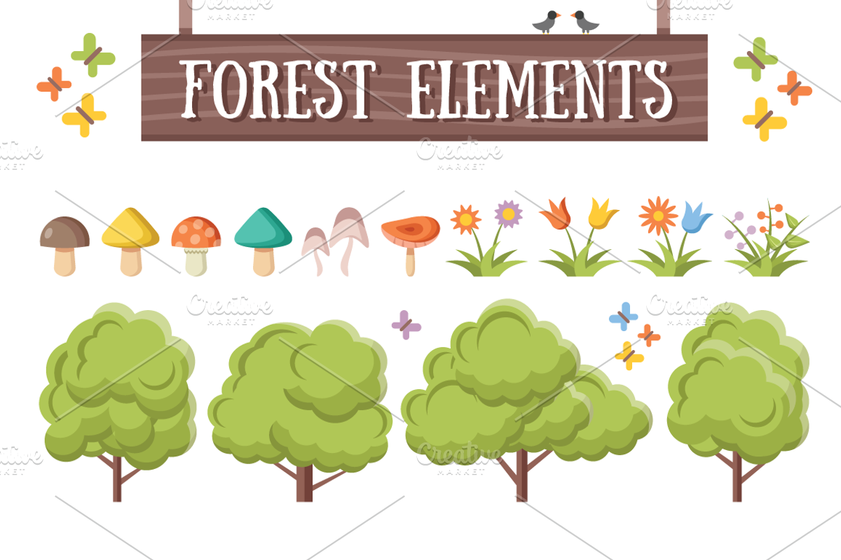 Flat Forest Elements, an Illustration by Magurok (Photo 2 of 4)