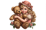 Girl With Teddy Bear Clipart PNG, a Person Illustration by Memories By Lea (Thumbnail 14 of 20)