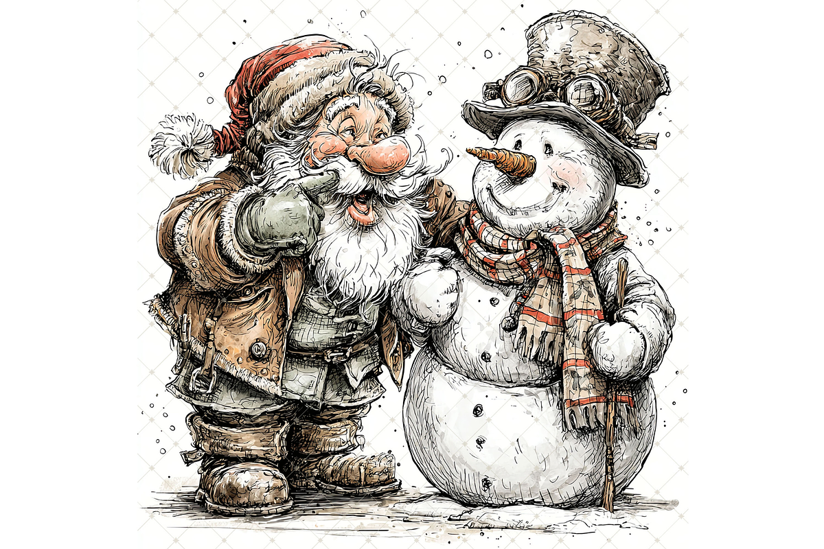 Santa and Snowman Clipart JPG, a Seasonal Illustration by Memories By Lea (Photo 5 of 18)