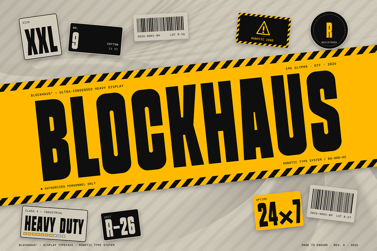 Blockhaus - Condensed Display, a Sans Serif Font by HipFonts (Photo 1 of 11)