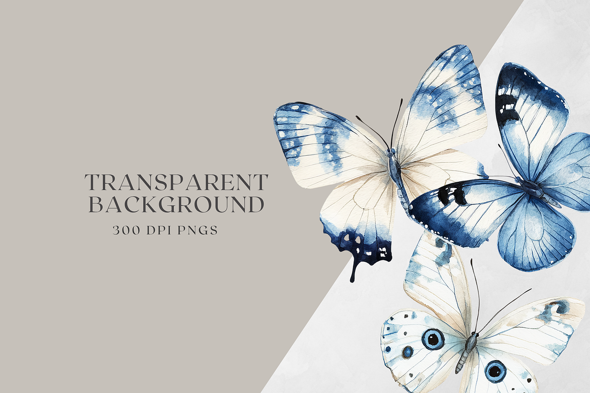 Azure - Blue Butterflies Clipart, a Decorative Illustration by ThaismotaCreativeCo (Photo 8 of 8)