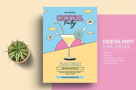 Cocktail Party Flyer Template, a Flyer Template by Sharifull11