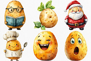 Watercolor Funny Potato Clipart, an Illustration by Canvas Craft (Thumbnail 3 of 8)