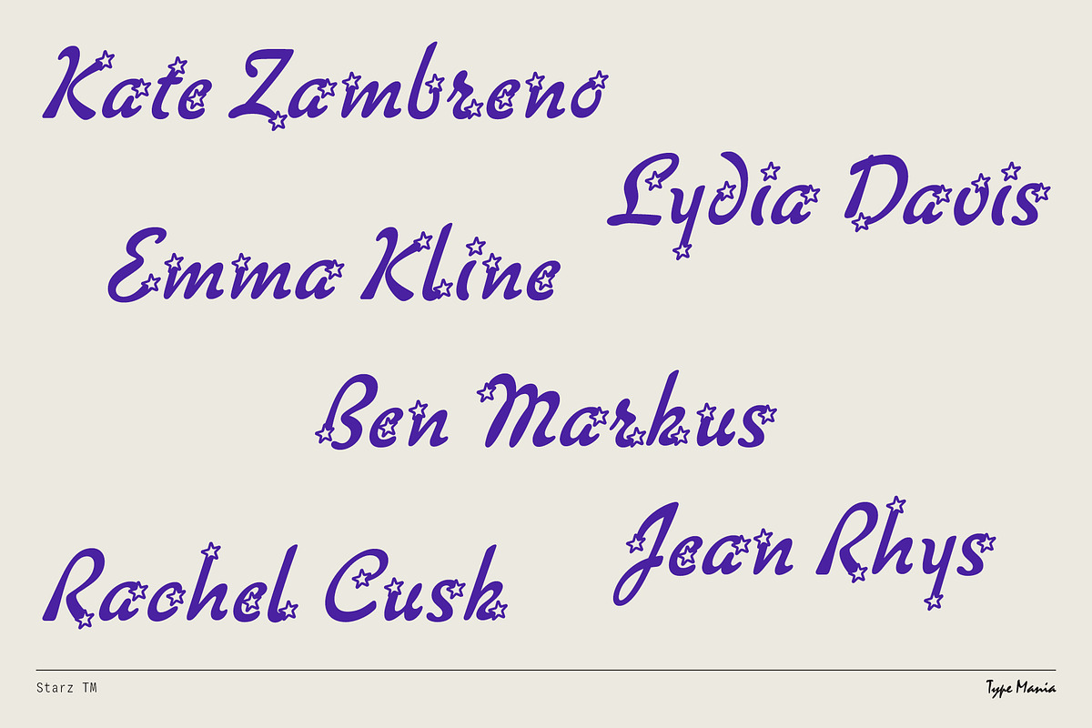 Starz TM – Sparkle Font, a Script Font by Type Mania (Photo 4 of 12)