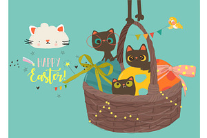 Happy Easter Greeting Card with Cute, an Object Illustration by Maria Starus