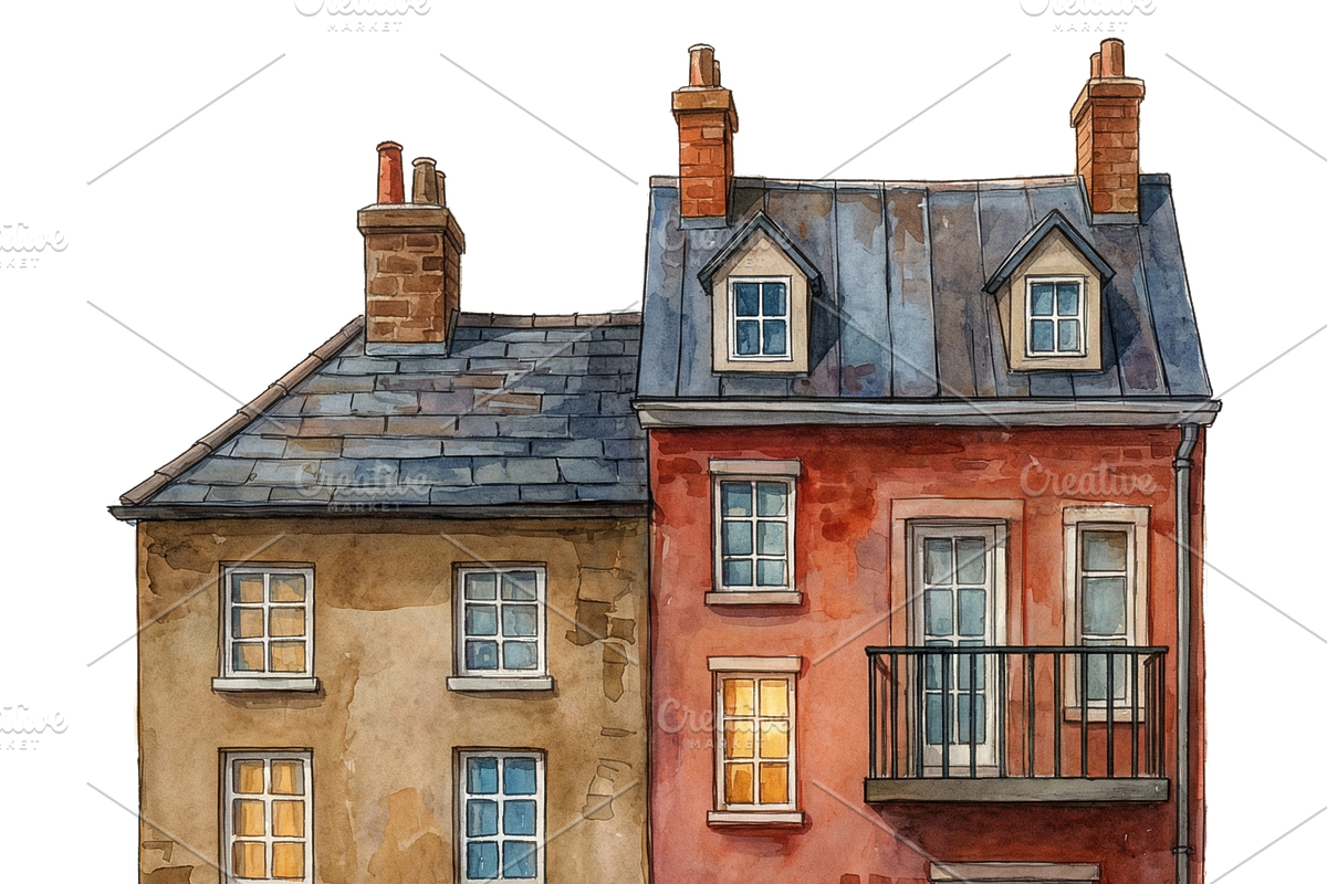 Watercolor European facades 2, an Illustration by happy brush (Photo 2 of 3)