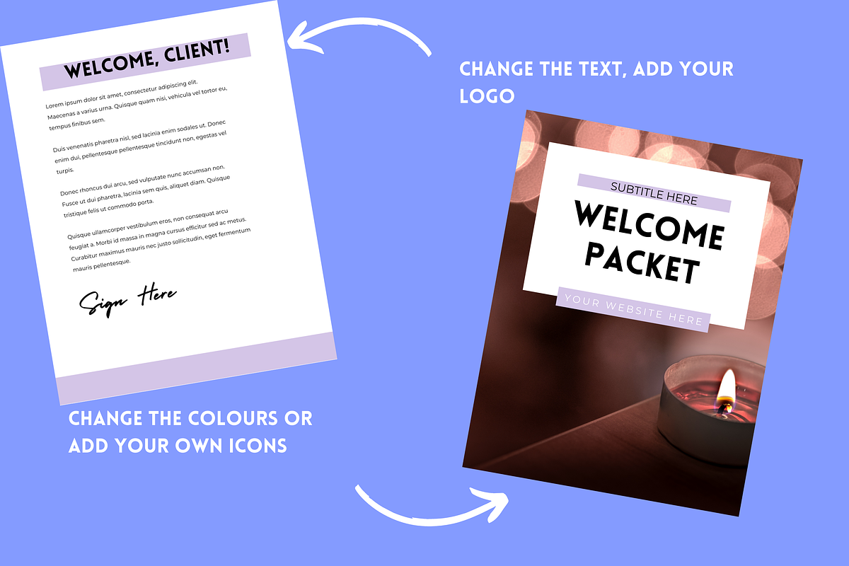 Lavender Client Welcome Packet Canva, a Branding & Logo Template by Iampaulrose (Photo 4 of 4)