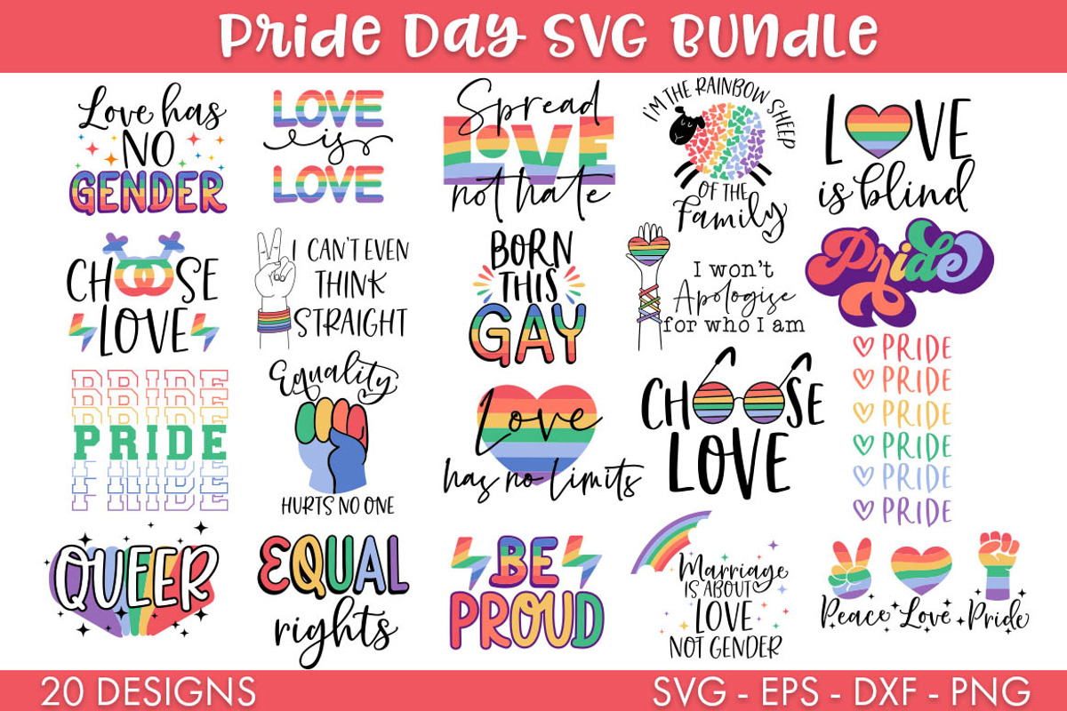 Retro Pride Day LGBTQ SVG Bundle PNG, a Seasonal Illustration by Freeling Design House (Photo 2 of 5)