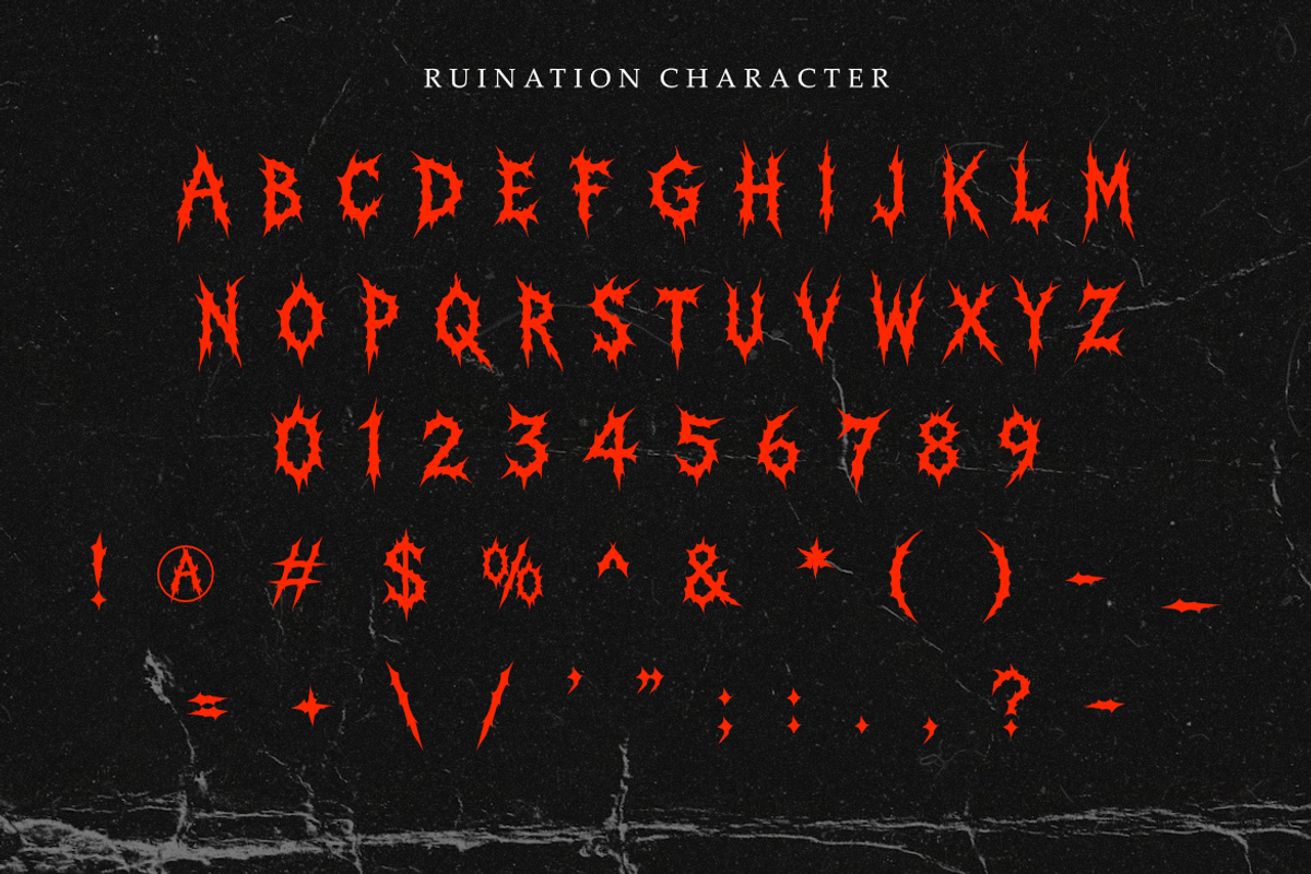 Ruination - Death Metal Font, a Symbol Font by Masyafi Studio (Photo 9 of 9)