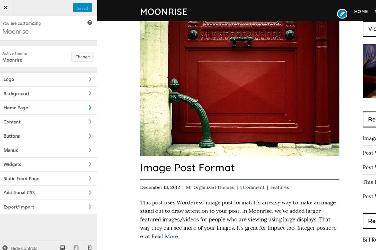Moonrise Restaurant WordPress Theme, a WordPress Template by Organized Themes (Photo 5 of 5)