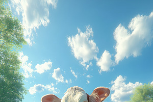 A cute brown and white cow standing in a lush green field filled with daisies u, an Animal Illustration by Textures & Backgrounds