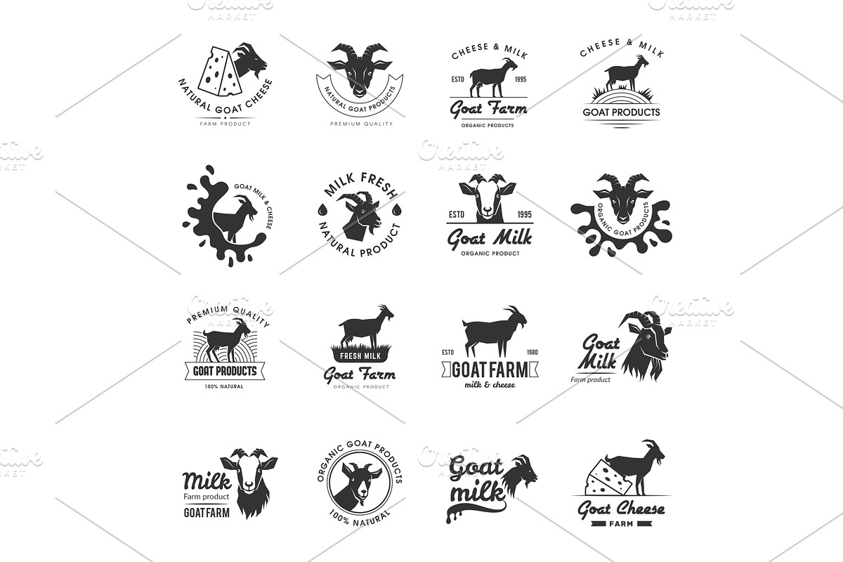 Goat milk badges. Dairy food logos, a Graphic by Onyx