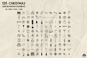 Christmas line drawing set + stamps, an Illustration by Skliarova (Thumbnail 8 of 8)