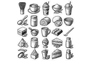 Matcha Tea and Dessert Illustration, an Object Graphic by RT Studio