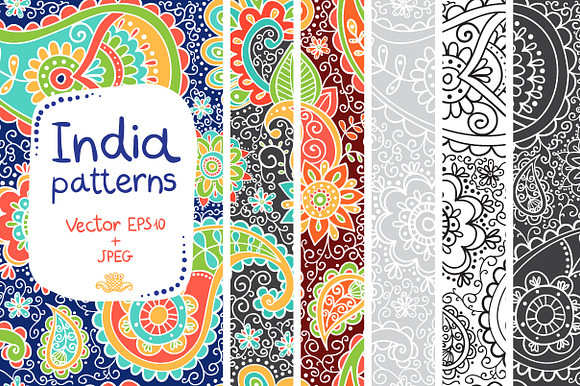 Indian patterns in Vector and JPEG preview 3