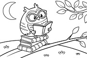 Dinosaur Reading Book Coloring Page, a Wallpaper Graphic by hkmonir (Thumbnail 2 of 3)