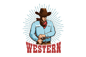 Western Vintage Emblem With Wild