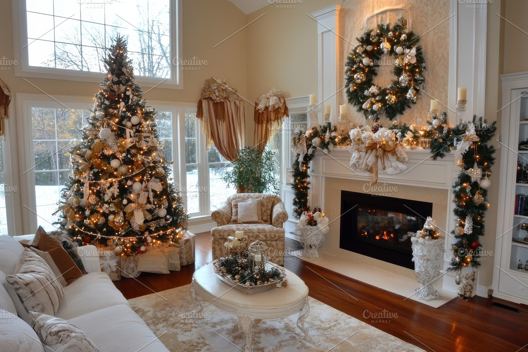 Christmas spirit fills the living, a Photo by Pavel_design