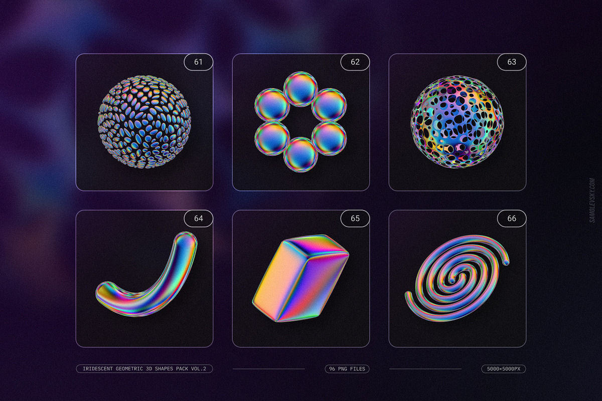 Iridescent Geometric 3D Shapes vol.2, an Object Graphic by Samolevsky (Photo 15 of 23)