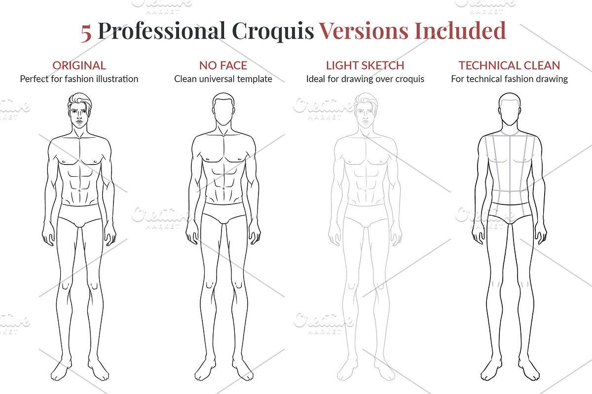 Male Fashion Figure Croquis, a Person Illustration by Shorena Fashion Draws (Photo 3 of 7)