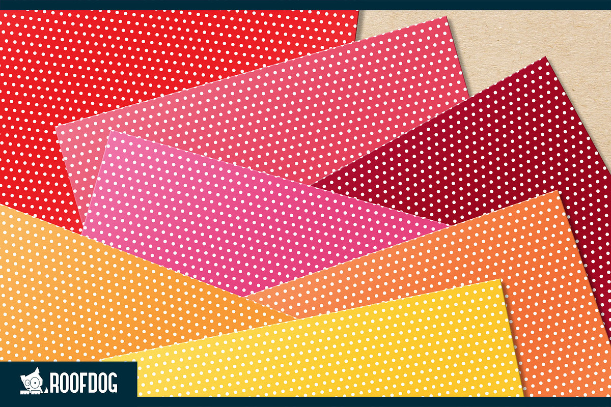 Rainbow polka dot digital paper, a Pattern Graphic by Roofdog Design (Photo 3 of 5)