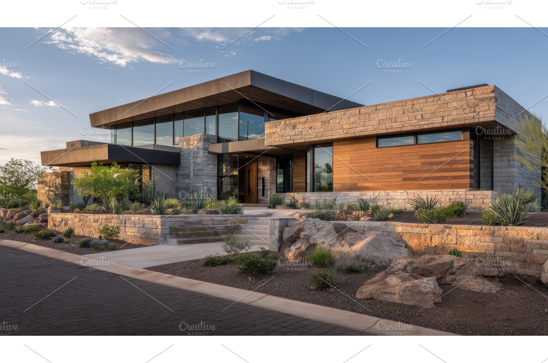 Modern Desert Home with Stone and, an Architecture Photo by Lermont51