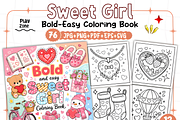Sweet Girl Coloring Pages Bold &Easy, a Decorative Illustration by Design Station (Thumbnail 1 of 3)