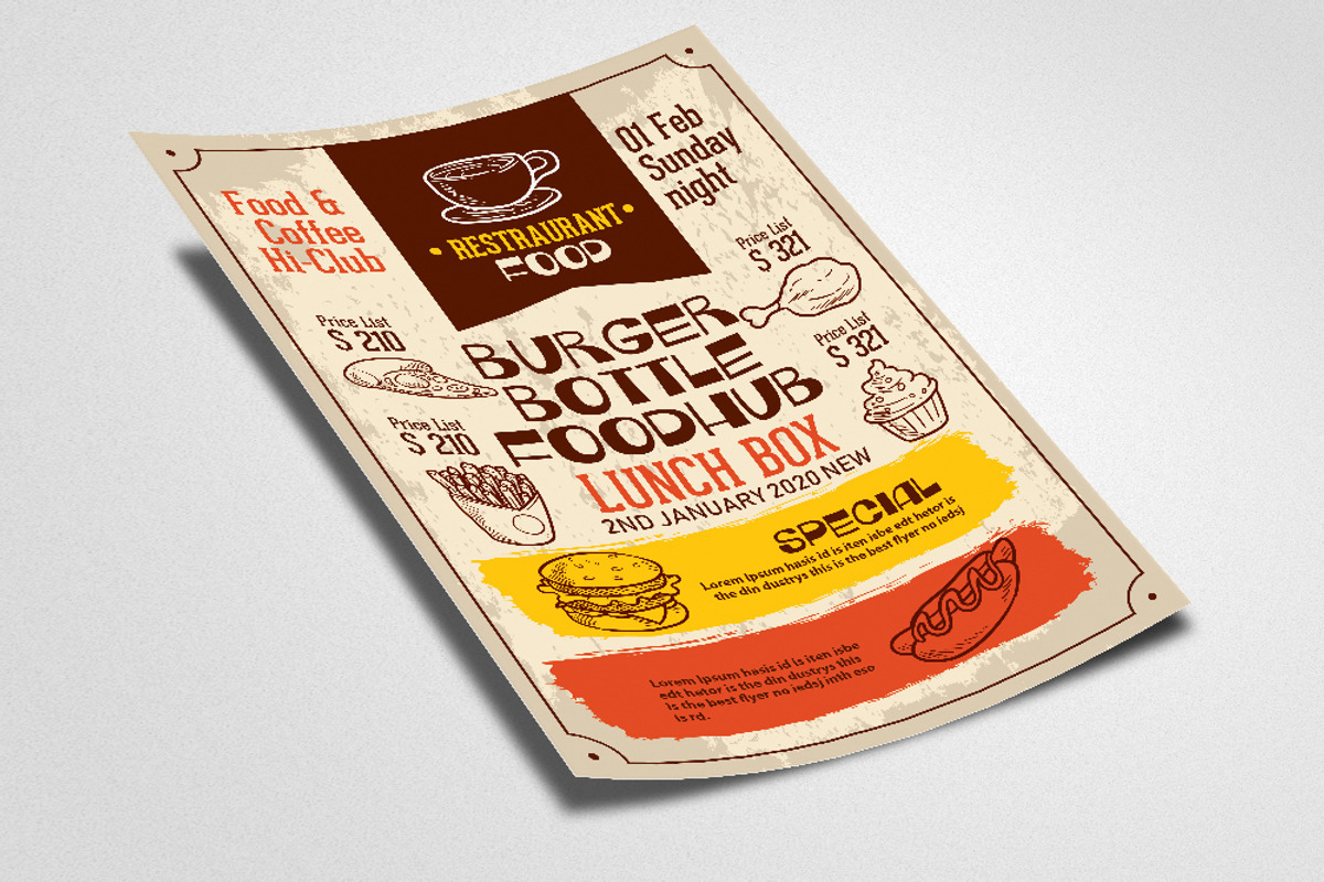 Retro Food Restaurant Flyer Template, a Marketing Template by Business Flyers (Photo 2 of 2)