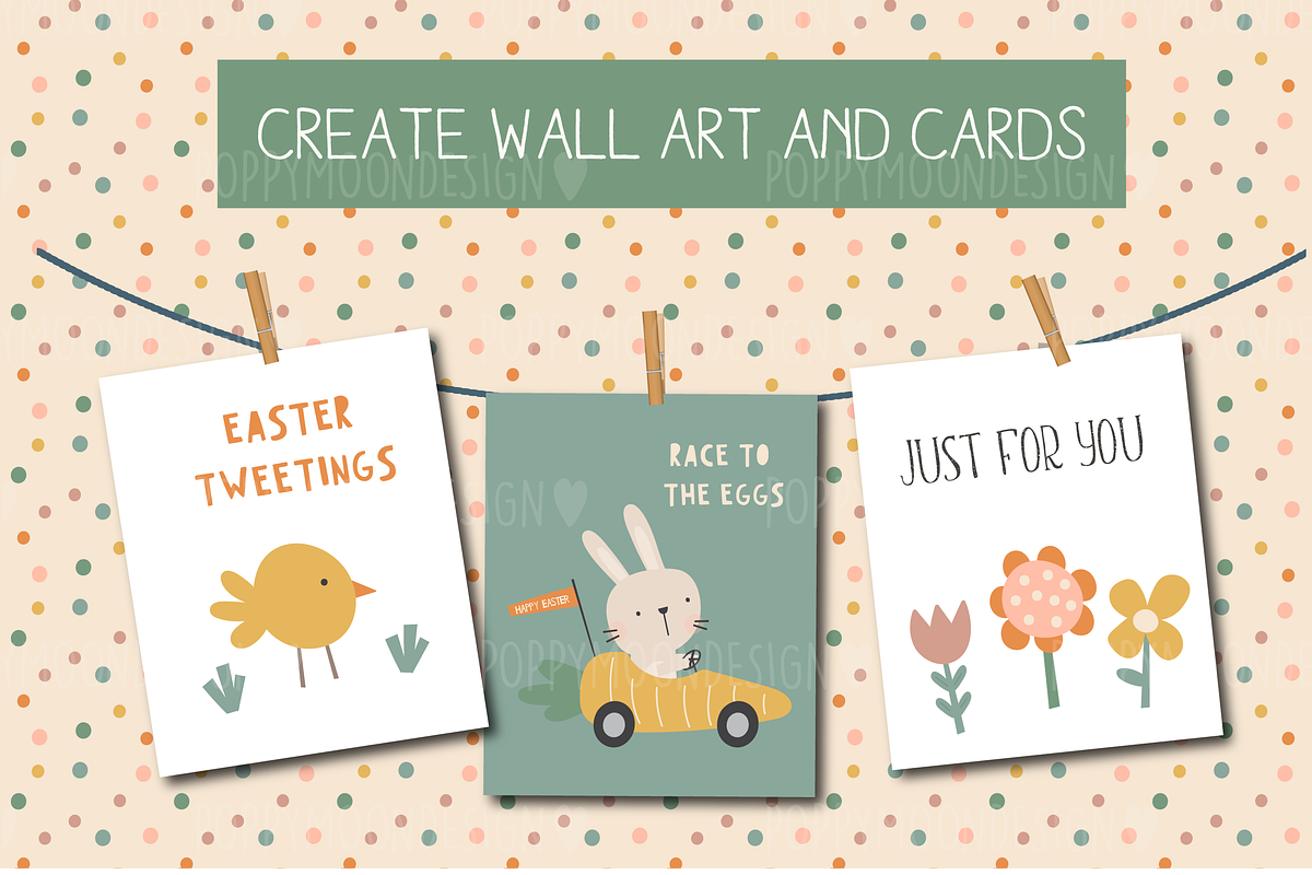 Bunny Driver clipart & paper set, a Pattern Graphic by Poppymoondesign (Photo 2 of 7)