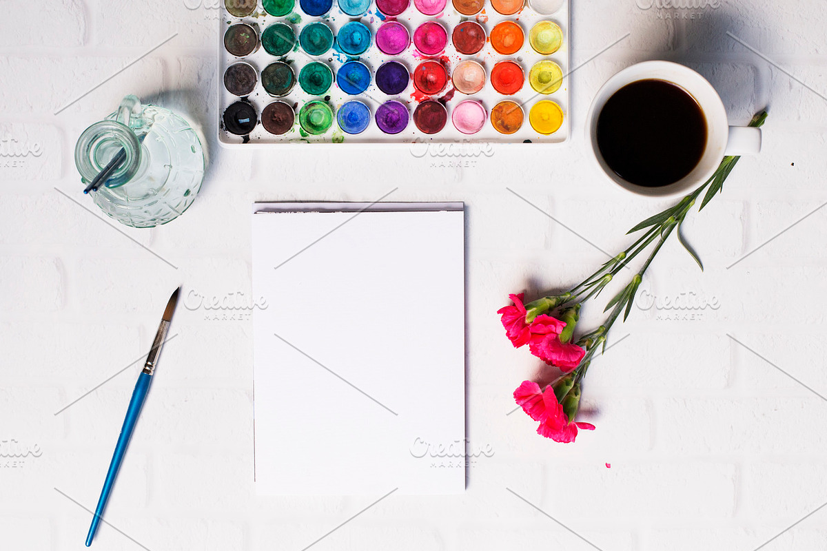 Watercolor and Coffee Artwork Mockup, an Arts & Entertainment Photo by Say Hello Photos (Photo 2 of 2)