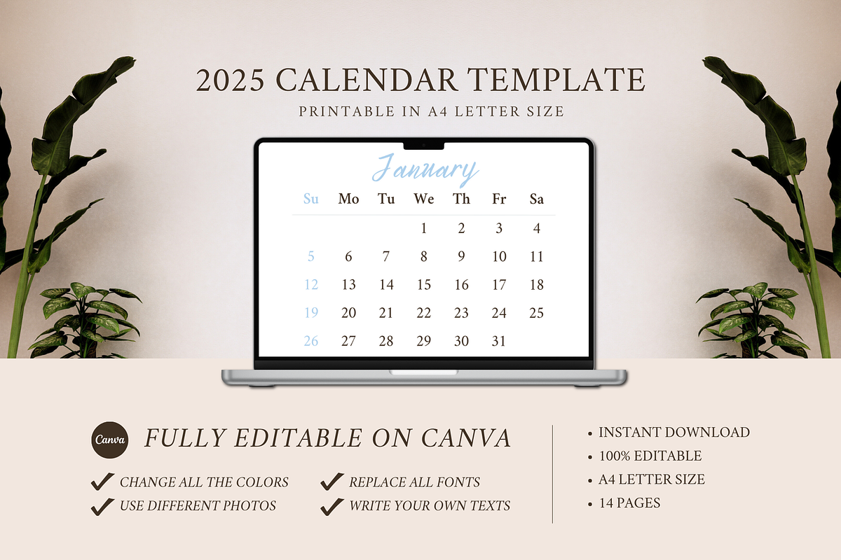 2025 CALENDAR CANVA TEMPLATE, a Stationery Template by The Little Lily Studio (Photo 5 of 5)