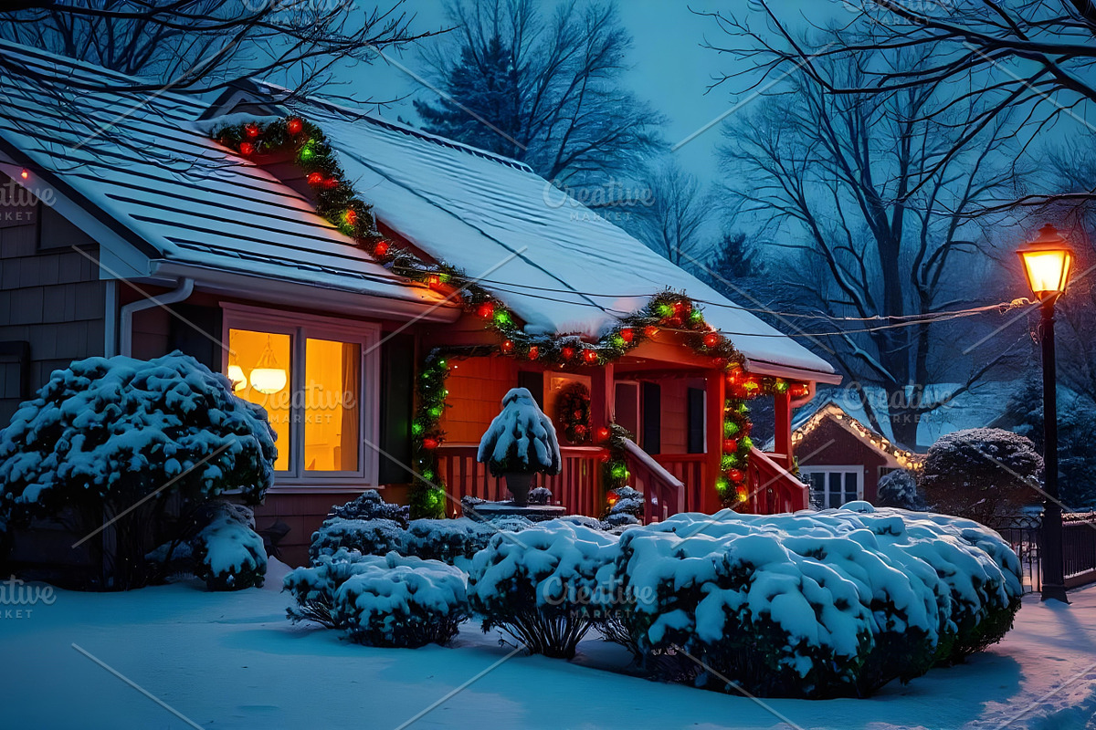 Cozy Winter House Stock Photo, a Holiday Photo by Aura Canyon HQ (Photo 1 of 7)