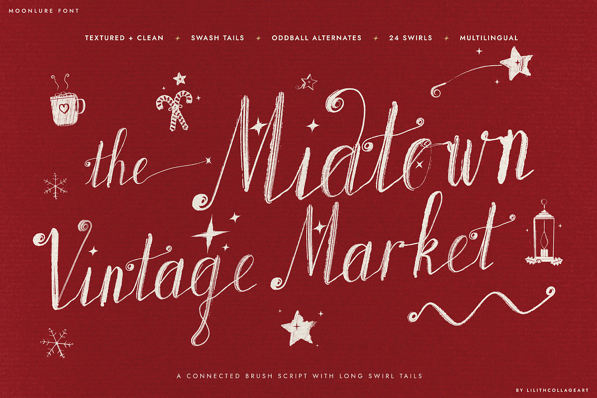 Moonlure – Textured Brush Script, a Handwritten Font by Lilithcollageart (Photo 1 of 15)