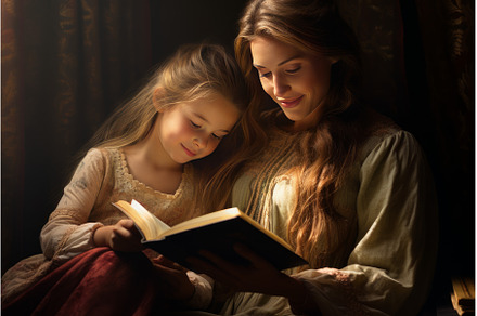 Mother daughter reading. Generate Ai, a Person Photo by Ylivdesign