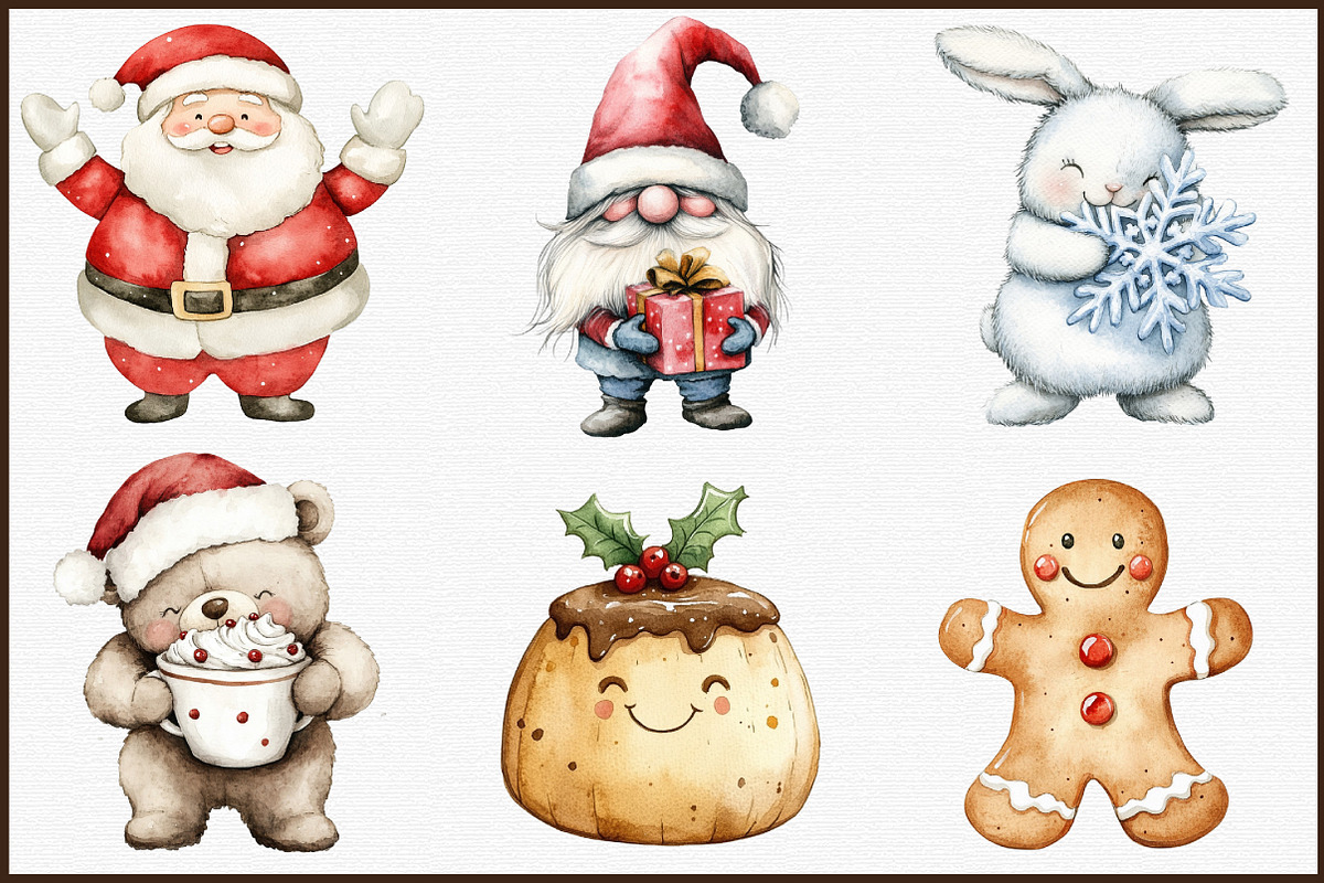 Cute Chubby Christmas Clipart PNG, an Illustration by Sublimation Artist (Photo 3 of 6)