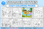 Summer Cuties Cozy Coloring Pages, an Animal Illustration by Design Station (Thumbnail 1 of 4)