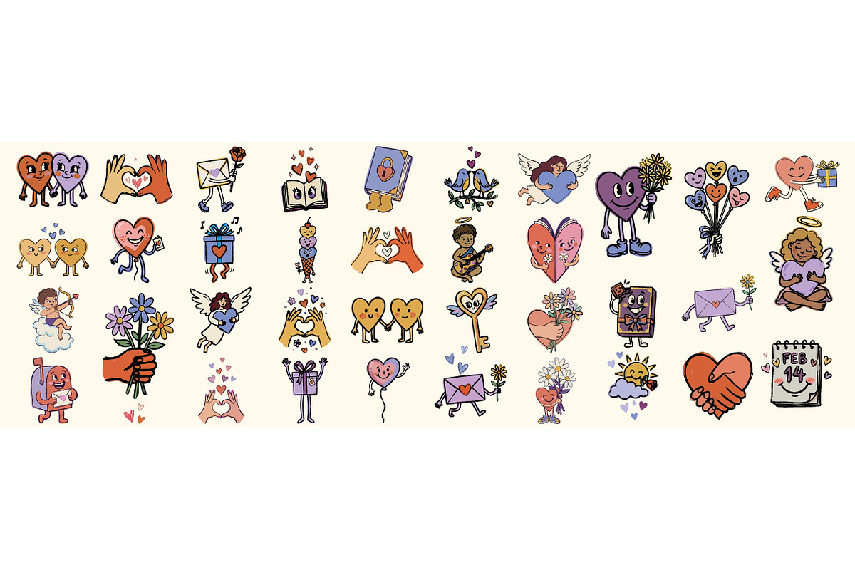 Cute Valentine Love Clipart Set, an Illustration by designvectx (Photo 2 of 3)